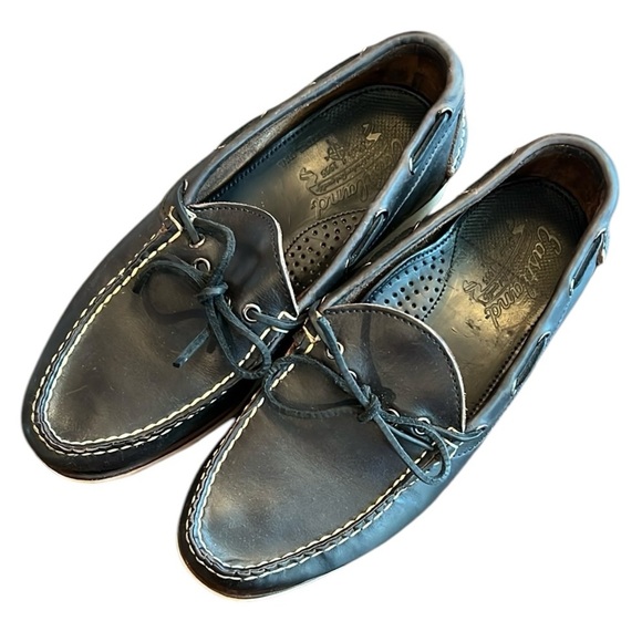 Eastland Yarmouth Leather Camp Moc Boat Slip On Shoe Navy Blue 7.5D Made in USA